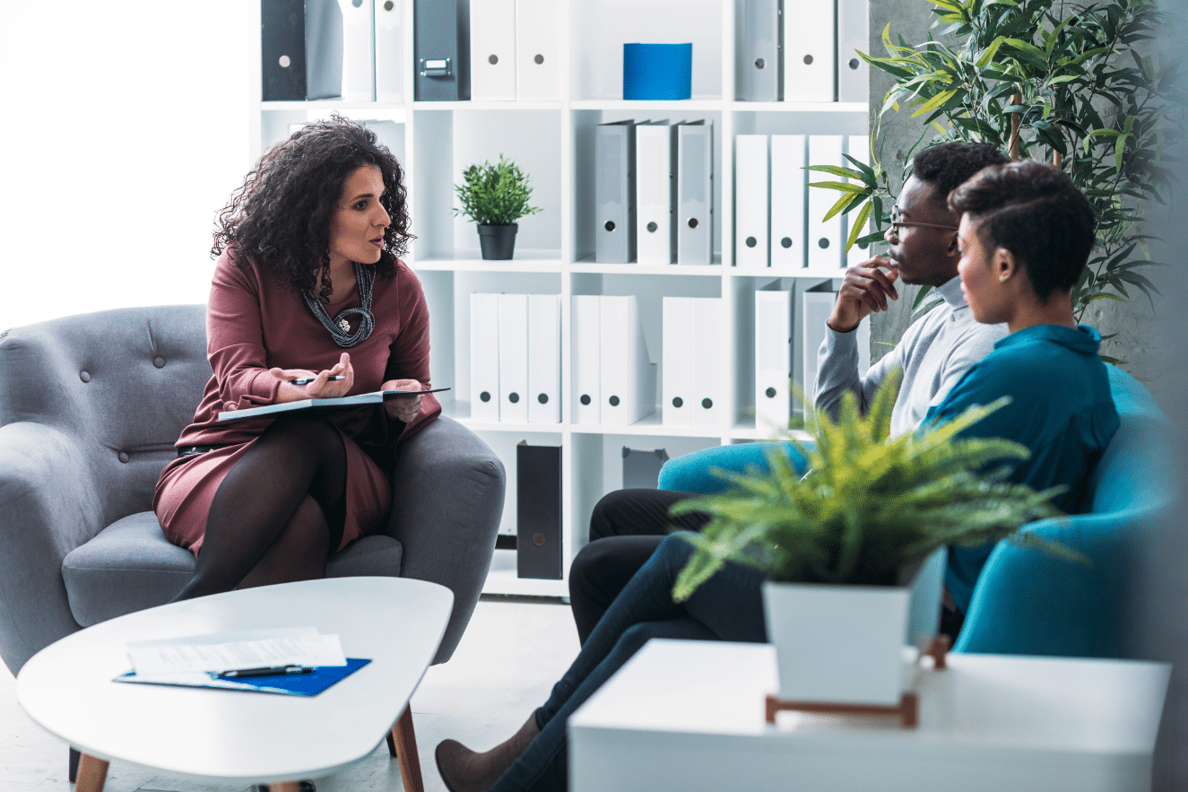 Financial advisor speaking to divorced couple