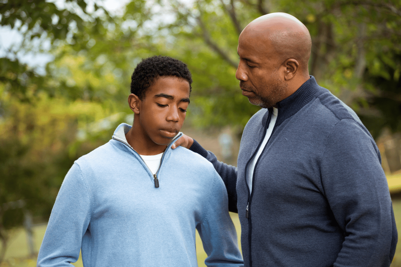 Son and dad having a discussion