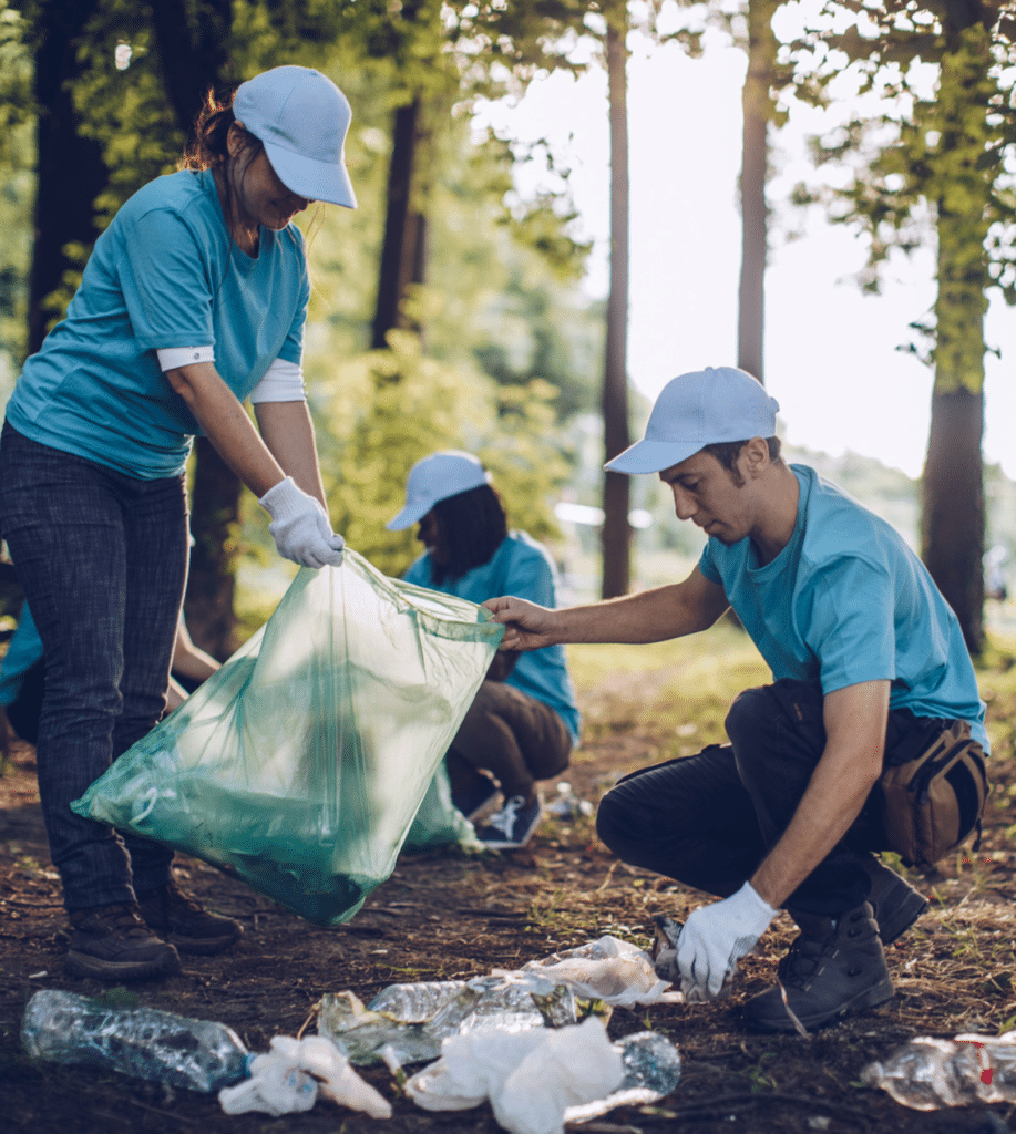 A group of people picking up the waste in a community