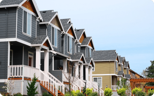 A side view of houses in a neighborhood